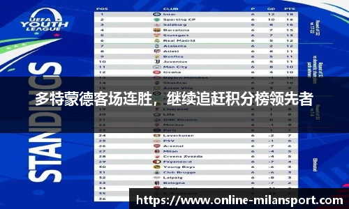 多特蒙德客场连胜，继续追赶积分榜领先者